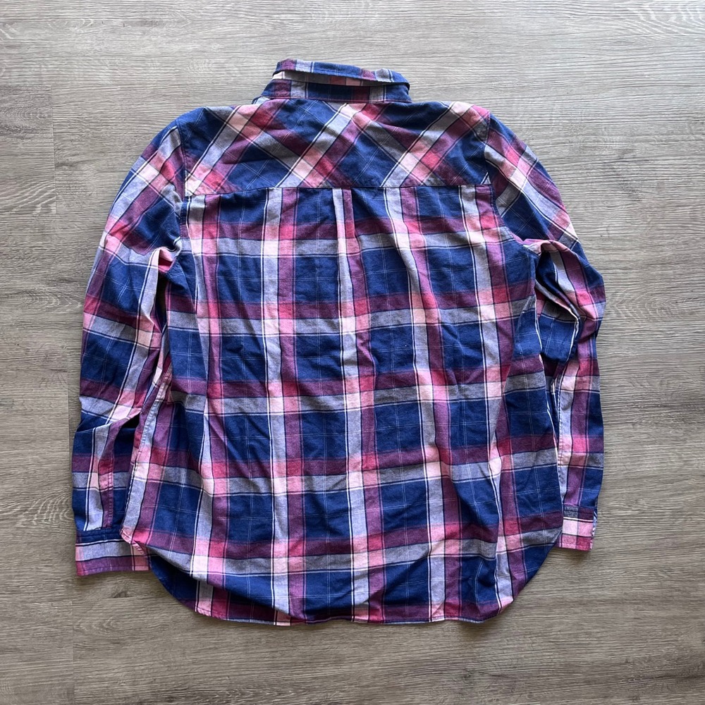 UNTUCKit Western Casual Pink & Blue Plaid Cotton Button Up Shirt Blouse Sz 18 - Picture 7 of 9